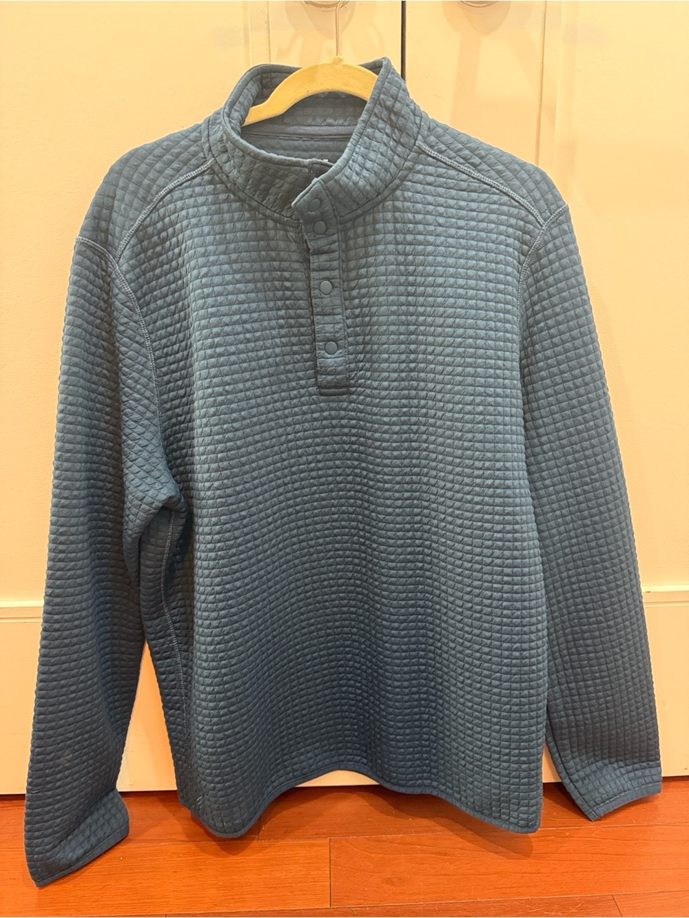 RHONE Quilted Crewneck Pullover Sweater - Slate Blue